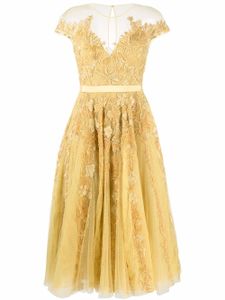 Zuhair Murad robe mi-longue à broderies - Jaune