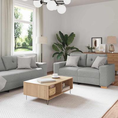 Bankstel met kussen 2 pcs Grijs 221 x 78 x 80 cm Stof