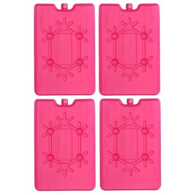 Koelelement plat - 4x - roze - 200 ml - 11 x 16 cm - koeltas/koelbox element