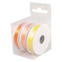 3x Rollen satijnlint kleurenmix oranje rol 10 cm x 6 meter cadeaulint verpakkingsmateriaal   -