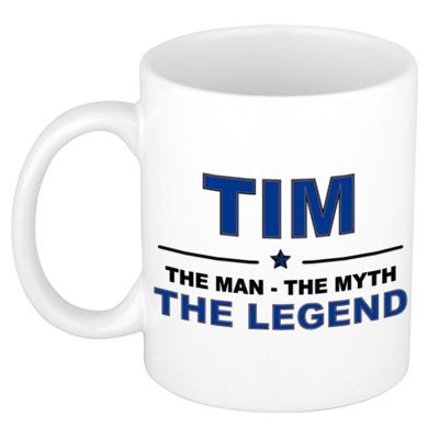 Tim cadeau mok - man myth legend - naam koffiemok / beker - wit en blauw - 300 ml Tim cadeau mok - man myth legend - naam koffiemok / beker - wit en blauw - 300 ml