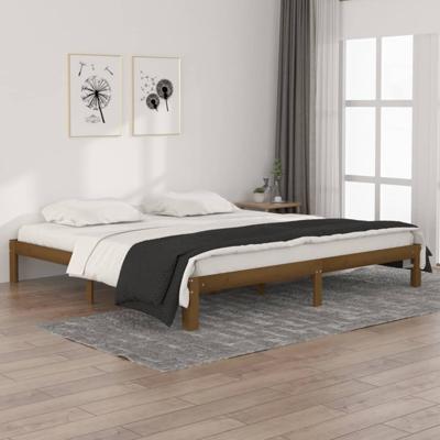 Bedframe massief grenenhout honingbruin 200x200 cm
