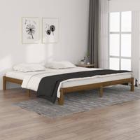 Bedframe massief grenenhout honingbruin 200x200 cm