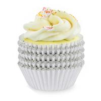 Muffin en cupcakes vormpjes - papier - zilver - set 200x stuks - Dia 11 cm