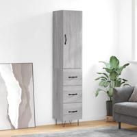 Hoge kast 34,5x34x180 cm bewerkt hout grijs sonoma eikenkleurig