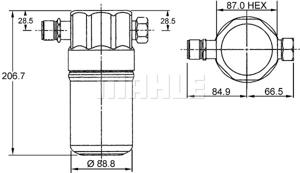 Droger, airconditioning MAHLE, Diameter (mm)69mm, u.a. für Audi, VW