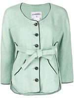 CHANEL Pre-Owned veste boutonnée en tweed - Vert