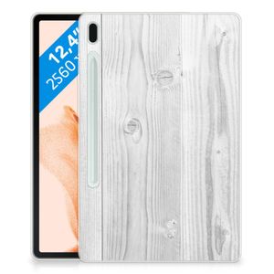 Samsung Galaxy Tab S7FE Silicone Tablet Hoes White Wood