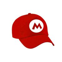 Verkleed pet / carnaval pet - loodgieter Mario - rood - voor kinderen - Baseballcap