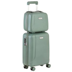 CarryOn Skyhopper Handbagage en Beautycase - 55cm TSA Trolley - Make-up koffer - Olijf