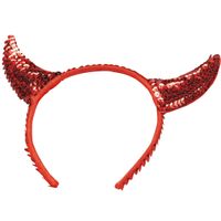 Halloween diadeem - duivel hoorntjes met pailletten - rood - kunststof