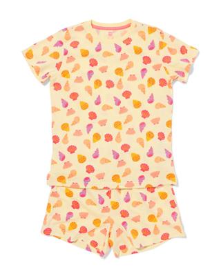 HEMA Kinder shortama print geel (geel)