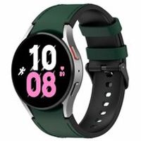 leer + siliconen bandje - Maat: small - Donkergroen - Samsung Galaxy Watch 6 - 40mm & 44mm - thumbnail