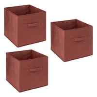 Opbergmand/kastmandje - 3x - Bordeaux rood - 31 x 31 x 31 cm - 29 liter - Vakkenkast manden - Stof