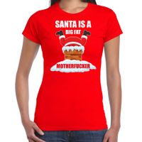 Fout Kerstshirt / outfit Santa is a big fat motherfucker rood voor dames - thumbnail