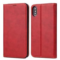 Horizontale Flip PU lederen draagtas voor iPhone XS/X met houder & kaartsleuven & portemonnee (rood)