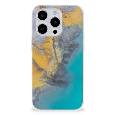 iPhone 15 Pro | TPU | Siliconen hoesje | Marble Blue Gold