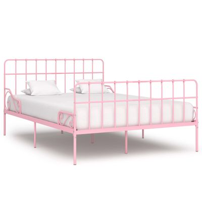 vidaXL Bedframe met lattenbodem metaal roze 160x200 cm vidaXL Bedframe met lattenbodem metaal roze 160x200 cm
