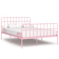 vidaXL Bedframe met lattenbodem metaal roze 160x200 cm - thumbnail