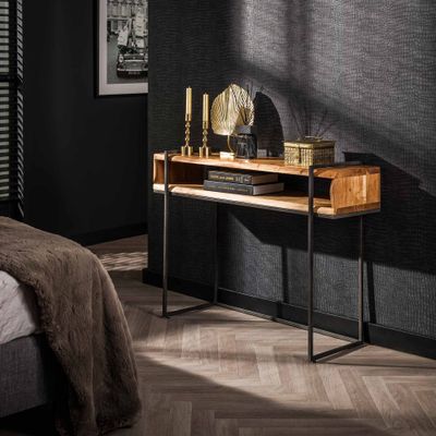 LifestyleFurn Sidetable 'Trenecia' Acaciahout en metaal, 110cm