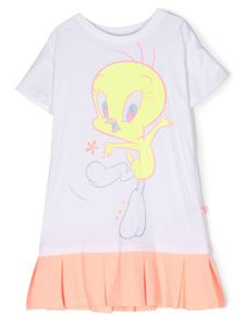 Billieblush robe imprimée Tweety à ourlet plissé - Blanc