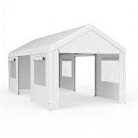 Tentgarage 305 x 586 cm Opslagtent met Oprolbare Geventileerde Ramen en Afneembare Zijwanden