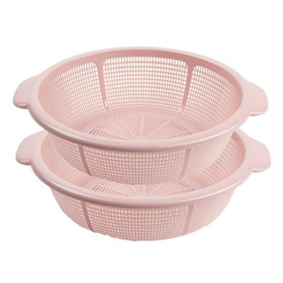 Plasticforte keuken vergiet - 2x stuks - roze - 31 x 9,5 cm - kunststof - afgieten van groente