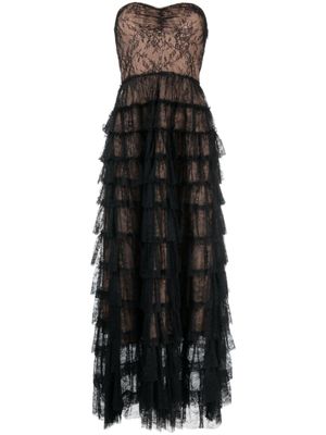 TWINSET robe longue en dentelle à volants - Noir