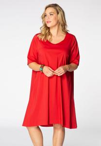 Yoek Jurk van stretch katoen | Rood | Maat 38/40