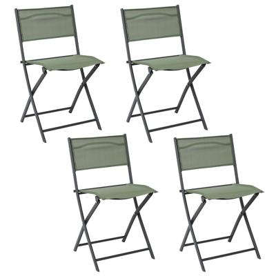 Home Deco Factory camping buiten klapstoel - 4x - aluminium - groen - L46 x B50 x H80 cm