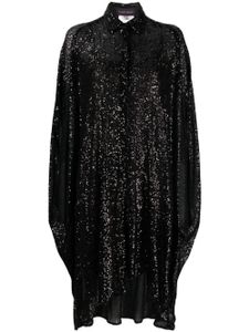 Talbot Runhof robe-chemise à sequins - Noir