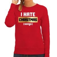 Foute Kersttrui I hate Christmas songs rood voor dames - thumbnail