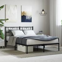 Bedframe met hoofdbord metaal zwart 120x200 cm