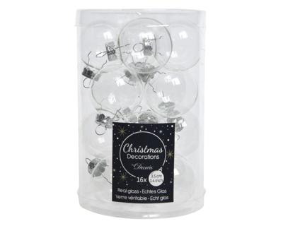 Kerstballen glas transparant 35mm transparant/helder - Decoris