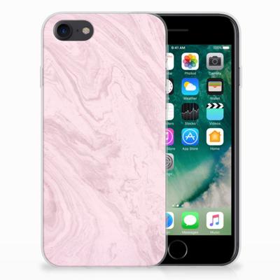 iPhone SE 2022 | SE 2020 | 8 | 7 | TPU | Siliconen hoesje | Marble Pink - Origineel Cadeau Vriendin