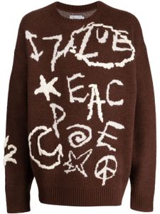 izzue pull à logo en jacquard - Marron