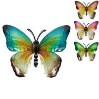 (R) Wandhanger vlinder Susanne metaal 38 cm 4 assorti | 24 stuks