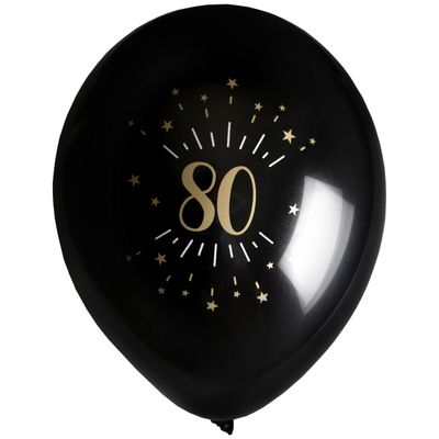 Verjaardag leeftijd ballonnen 80 jaar - 8x - zwart/goud - 23 cm - Feestartikelen/versieringen Verjaardag leeftijd ballonnen 80 jaar - 8x - zwart/goud - 23 cm - Feestartikelen/versieringen