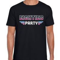 Eighties party / feest t-shirt zwart voor heren - thumbnail