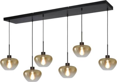 Masterlight 6-lichts hanglampGenua zwart met goud glas Ø 24cm - 2971-05-05-130-25624