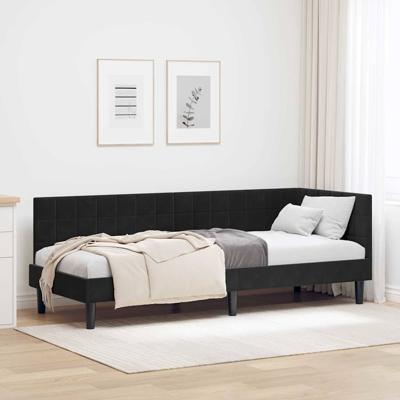 Hoekbedframe met hoofdeinde Zwart 80 x 200 cm Fluweel