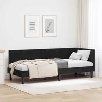 Hoekbedframe met hoofdeinde Zwart 80 x 200 cm Fluweel