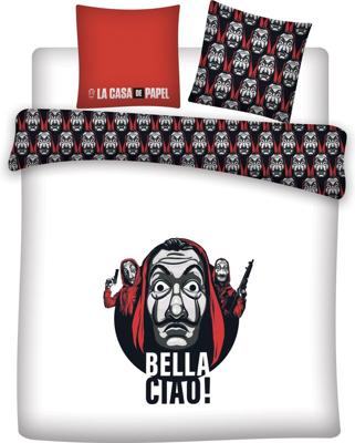 La Casa De Papel Dekbedovertrek bella ciao - Katoen - zwart/wit La Casa De Papel Dekbedovertrek bella ciao - Katoen - zwart/wit