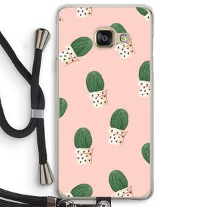 Cactusprint roze: Samsung Galaxy A3 (2016) Transparant Hoesje met koord