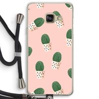Cactusprint roze: Samsung Galaxy A3 (2016) Transparant Hoesje met koord