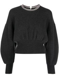 Alexander Wang pull en laine à col orné de cristal - Gris