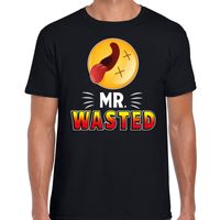 Funny emoticon t-shirt mr. wasted zwart voor heren