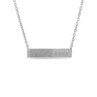Gepersonaliseerde vingerafdruk met eigen tekst bar ketting - Stainless steel - Zilver