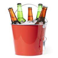 IJsemmer/bierkoeler - 6L - metaal - rood - met flesopener - wijnkoeler - drankkoeler