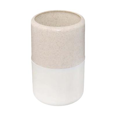 Badkamer tandenborstelhouder - wit - marmer look - kunststof - D7 x 11 cm